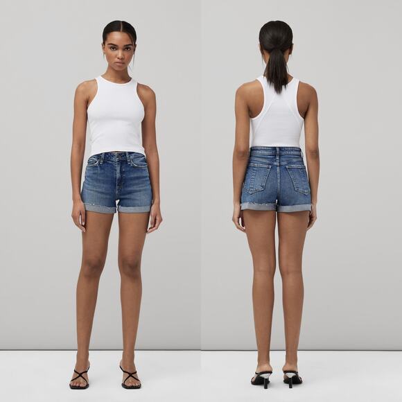 Rag and Bone Nina High Rise Denim Balboa Jean Roll Up or Cut Off Shorts 34 - Picture 2 of 16